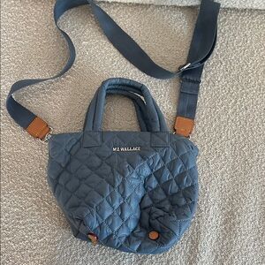 MZ Wallace Quilted Crossbody Bag in Slate Blue